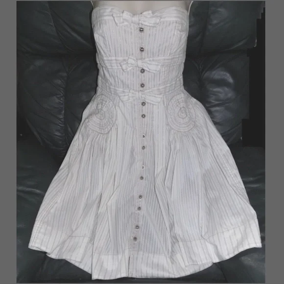 Byron Lars Strapless Dress in Cream and Gray - Picture 6 of 7